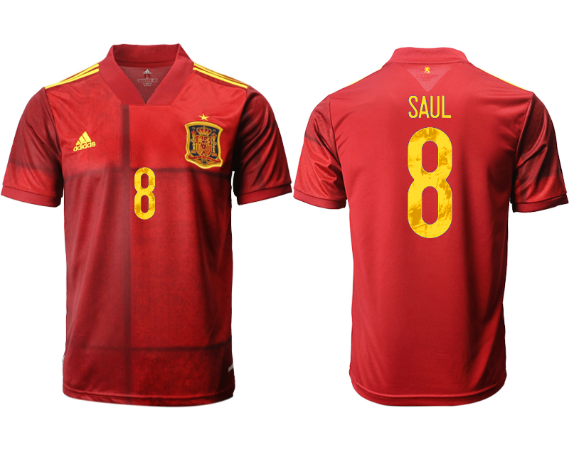 Men 2021 Europe Spain home AAA version #8 soccer jerseys